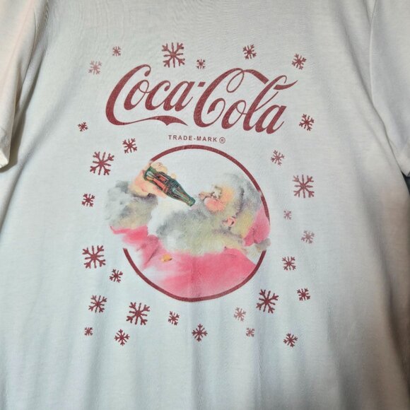 Lucky Brand Womens Coca Cola Santa Snow Crew Neck T-Shirt L White Holidays NWT - Picture 5 of 10